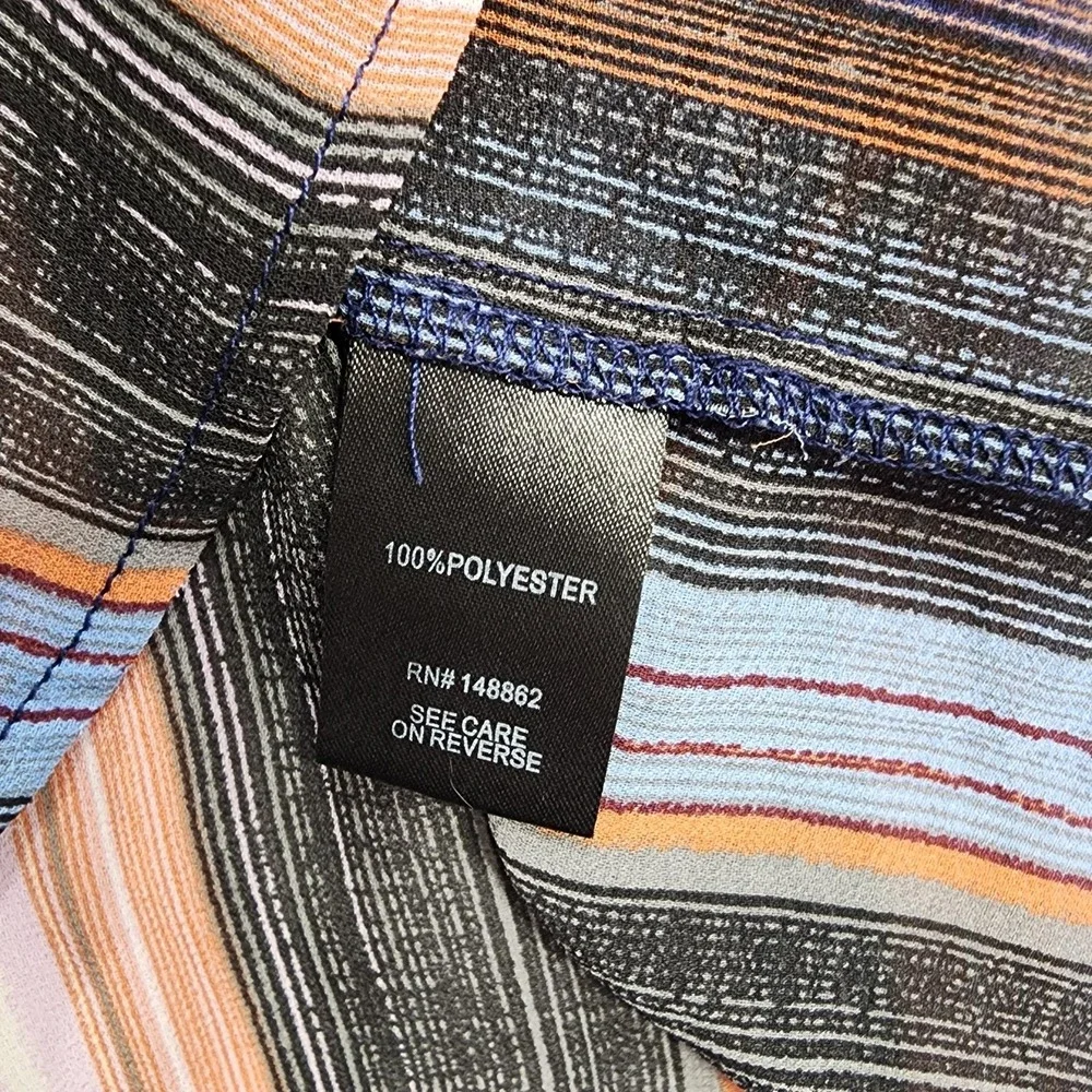 Torrid Top Womens 5/5X Multicolor‎ Striped Button Front Tunic 3/4 Sleeve Sheer